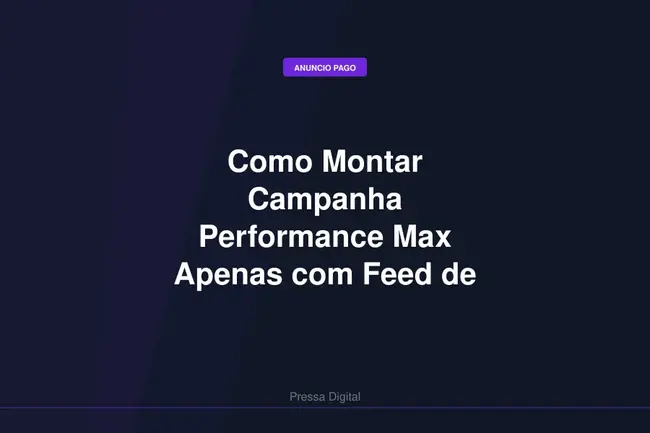 Como Montar Campanha Performance Max Apenas com Feed de Produto